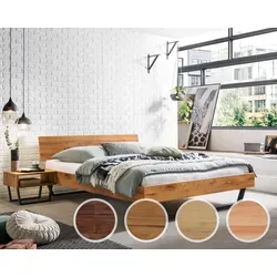 Asti Massivholzbett 140-180 cm, Eiche bianco geölt - Massivholzbett in Eiche bianco geölt, wählbare Liegefläche von 140 x 200 cm bis 180 x 200 cm, elegantes Design, hohe Belastbarkeit bis 350 kg für erholsame Nächte.