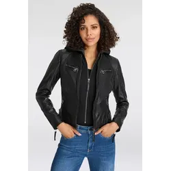 Mauritius Lederjacke NOLA - Two-in-One Style mit abnehmbarer Kapuze - Funktionsjacke aus 100% Schafsleder, bietet vielseitigen Tragekomfort mit abnehmbarer Jersey-Kapuze für modischen Stil und Flexibilität.