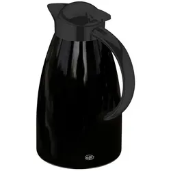 Alfi Isolierkanne Signo, Schwarz, Metall, Kunststoff, 1 L, BPA-frei, Ausgießer, lebensmittelecht, Vakuum, Glaskolben, hält warm, kalt, schadstofffrei, Kaffee & Tee, Kannen, Thermoskannen