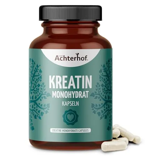 Kreatin Monohydrat 180 Kapseln - Leistungssteigerung für Sportler - Aminosäure Kreatin, 700 mg pro Kapsel, unterstützt die sportliche Leistungsfähigkeit und ist ideal für vegane Ernährung. Sorgfältig in Deutschland hergestellt.