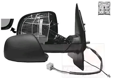 Rückspiegel ELECTRIQUE Recht CHAUFFANT für Transporter T5 (2012-2015) - Ersatzspiegel mit Heizfunktion, fahrzeugspezifisch für optimalen Sitz und Sicht, ideal für sicheres Fahren bei jedem Wetter.