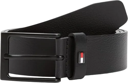 Tommy Hilfiger Ledergürtel "LAYTON 3.5" mit Metallpatch - Eleganter Ledergürtel mit stufenlos verstellbarer Einfachdornschließe, ideal für coole Freizeit-Outfits und kombinierbar mit farblich abgestimmten Schuhen.