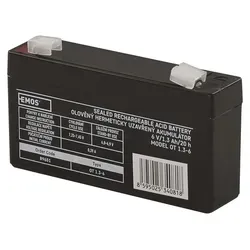 EMOS Wartungsfreier Bleiakku 6V, 1,3 Ah, Faston 4,7 mm, Bleiakkumulator für Gefahrmeldeanlagen, Brandmeldetechnik, B9651