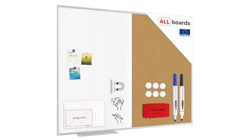 ALLboards Kombitafel 2 in 1 - Magnettafel & Kork-Pinnwand - Präsentationstafel 90 cm x 120 cm, vielseitig einsetzbar für kreative Ideen und Organisation im Büro oder Zuhause.