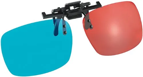Somikon 3D Brille Brillenträger: 3D-Aufsatz für Brillenträger, Anaglyphen-Technologie, Rot/Blau (Brillenaufsatz, Brillenclip, TV)