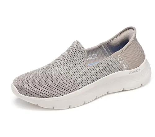 Skechers Damen Hands Free Slip-ins Go Walk Flex-Relish Sneakers, Taupe/Blau, 37 EU