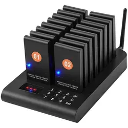 VEVOR Restaurant-Pager-System mit 500 m Reichweite - Effizientes kabelloses Warteschlangensignal mit 16 Pagern und Touchscreen-Funksender. Ideal für Restaurants, steigert die Effizienz und ermöglicht soziale Distanz.