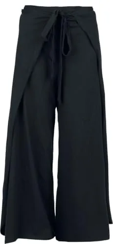 Black Premium by EMP Damen Schwarze Stoffhose mit Schnürung am Bund und verdeckten Taschen S-M
