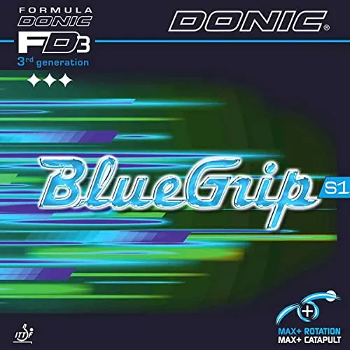 Donic BlueGrip S1 Tischtennisbelag, schwarz, 1,8 mm - Hochwertiger Tischtennisbelag für präzise Ballkontrolle und Spin. Ideal für ambitionierte Spieler, die ihre Technik verbessern möchten.