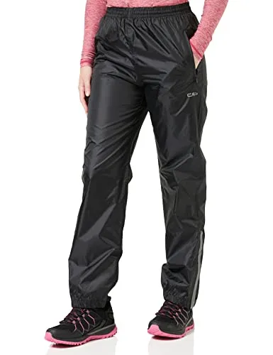 CMP Woman Pant Rain nero (U901) 46 - Modische Damenhosen, wetterfest mit 3.000 mm Wassersäule, verschweißten Nähten und praktischer PackPocket-Funktion für Outdoor-Abenteuer.