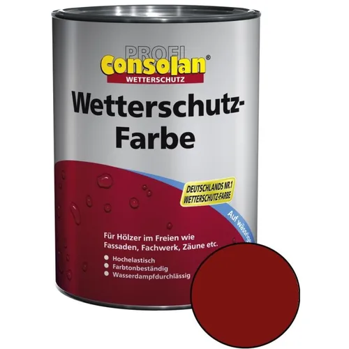 Consolan Wetterschutzfarbe Profi - 0,75 Ltr - Hochwertige Wetterschutzfarbe für Holz im Außenbereich, wasserbasiert und mit hoher Dehnbarkeit. Ideal für langlebigen Schutz gegen Sonne und Nässe.