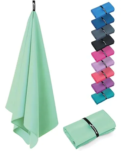 Fit-Flip Microfaser Handtücher - kompakt und leicht – für Reisen, Sport und Strand - Mikrofaser Handtuch schnelltrocknend – als Sauna und Badetuch groß (1x 50x30cm, Water Mint)