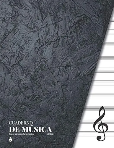 Cuaderno de música de 10 pautas musicales, 50 páginas de papel pautado para escritura musical | Sin clave de Sol, FA. Tamaño carta: Práctico cuaderno con hojas pautadas para la escritura musical