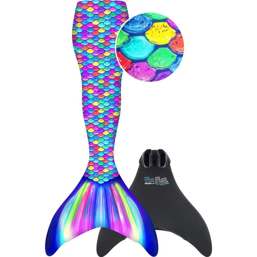 Fin Fun Meerjungfrau "Mermaidens" Rainbow, Gr. Youth S/M - Tauchen & Schnorcheln - Ideal für geübte Schwimmer ab 6 Jahren, mit patentierter Monoflosse für maximalen Komfort und schnelles An- und Ausziehen.