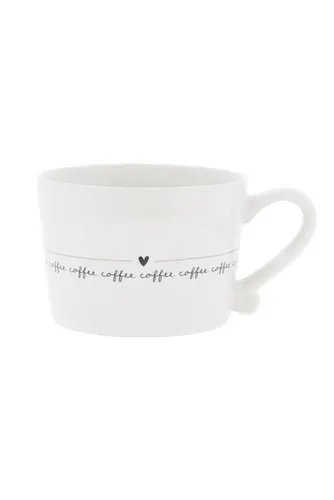 Bastion Collections Geschirr-Set Tasse small - COFFEE COFFEE - weiß - Elegante Keramiktasse im skandinavischen Design, ideal für deine Kaffeepause. Mit geschwungenem Henkel und stilvollem Schriftzug. Spülmaschinenfest und mikrowellengeeignet, für perfekten Genuss.