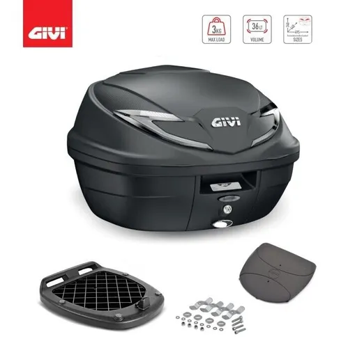 GIVI B360 Topcase für Motorroller - 36 Liter - Universal Topcase für Motorroller mit 36 Litern Volumen, ideal für den Transport von Helmen und persönlichem Gepäck.