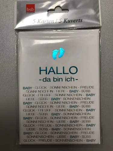 Geburt – Baby  - Geburtsanzeige - Glückwunschkarte im Format 11,5 x 17 cm mit Br