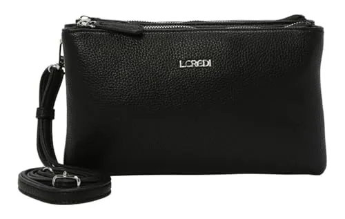 L.Credi Clutch Ella Damen Kunstleder schwarz - Umhängetasche mit praktischem optionalen Riemen, verwandelt sich schnell in eine Crossbody Bag für alle wichtigen Essentials.
