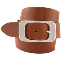 BERND GÖTZ Ledergürtel mit auffallender Schließe, cognac - Modischer Gürtel in cognac, aus hochwertigem Leder mit einer auffälligen, flächigen Schließe. Ideal für einen stylishen Look im Alltag.