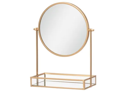 GEMMY Kosmetikspiegel mit Tablett, Ø 20 cm - Badezimmerspiegel mit praktischem Tablett, perfekt für die tägliche Beauty-Routine und stilvolle Aufbewahrung von Kosmetikartikeln.