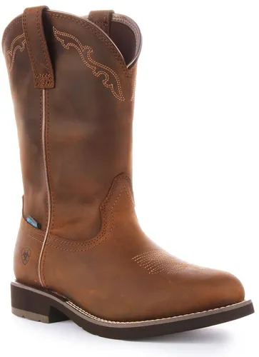 ARIAT Delilah Wasserfest Cowboy Leder Knöchel Damen Stiefel Brown UK 3 - 9