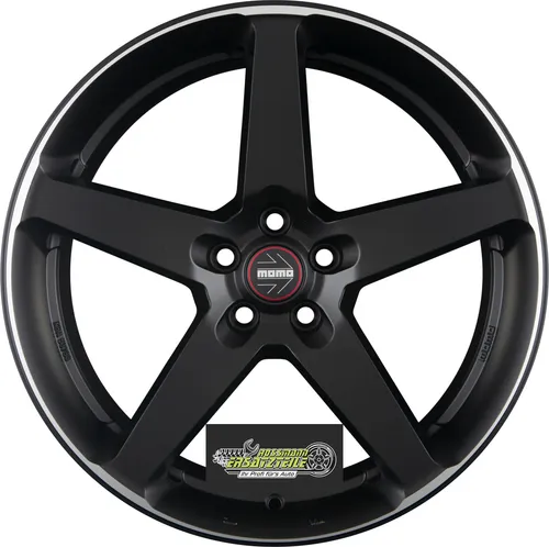 Momo Five Alufelgen 20 Zoll schwarz matt poliert - Hochwertige 5-Speichen Alufelgen in 8.5x20" mit ET45, ideal für sportliche Fahrzeuge. Maximale Traglast von 725 kg und edles Design für einen modernen Look.