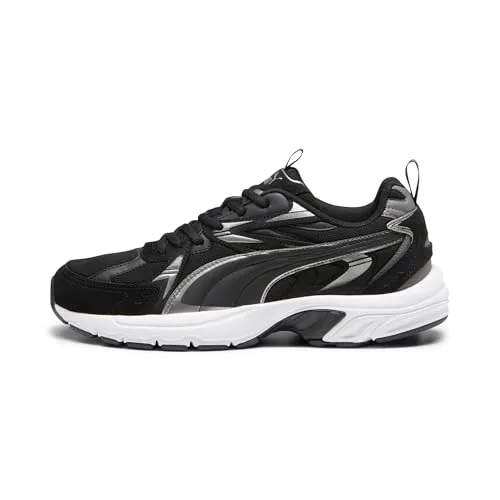 Puma Unisex Adults MILENIO TECH Suede Sneaker, Puma Black-Puma Aged Silver-COOL Dark Gray, 44 EU