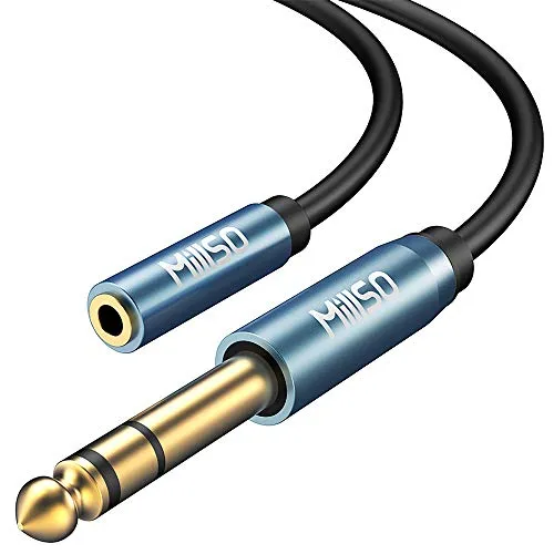 MillSO Klinke Adapter 3,5mm Klinkenkupplung auf 6,35mm Klinkenstecker Stereo Audio 6.35mm auf 3.5mm Klinkenkabel Auxiliary Anschlussstecker für Kopfhörer, Lautsprecher und HiFi Anlage - 2M