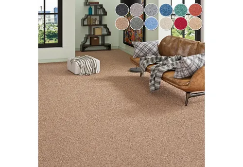 my home Fortis Teppichboden - Strapazierfähiger Kurzflor, Rechteckig, Meliert, 400 cm - Hochwertiger Kurzflor-Teppichboden, Made in Netherlands, ideal für Wohnzimmer und Schlafzimmer. Strapazierfähig, schmutzresistent und trittschalldämmend für ein angenehmes Wohngefühl.