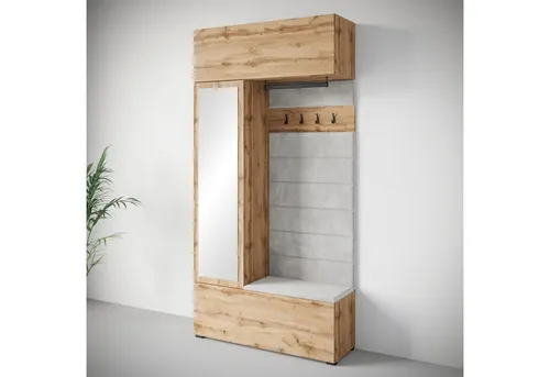 INOSIGN Garderoben-Set TEJO, Komplett-Set mit Spiegel - Drohnen-Garderobe mit gepolsterter Sitzbank, flexibler Innenaufteilung und robuster, pflegeleichter Oberfläche für modernen Wohnstil.