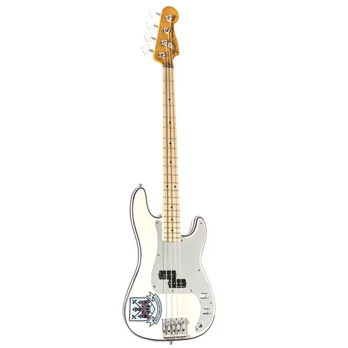 Fender Steve Harris Precision Bass Olympic White E-Bass - E-Bass aus der Fender Artist Serie, inspiriert von Iron Maidens Steve Harris, mit Seymour Duncan Signature Pickup für satten Sound und galoppierende Bassläufe. Inklusive Rotosound Flatwound Saiten und robustem Gigbag.