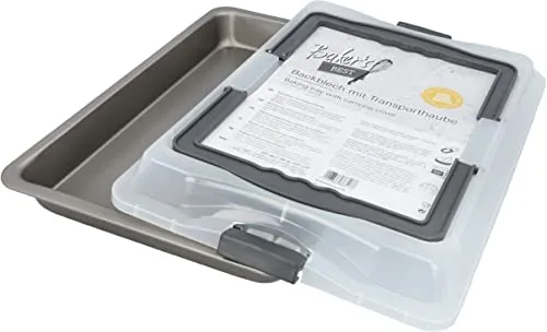 Birkmann Bakers Best Backblech mit Transporthaube 42x28.5 cm - Praktisches Backblech mit Transporthaube für müheloses Backen und sicheren Transport von Kuchen. Ideal für Hobbybäcker und einfach zu reinigen.