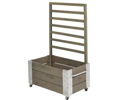 Plus Blumenkasten Cubic 87 x 50 x 130 cm - Graubraun mit Rädern - Pflanzenkästen & Spaliere - Hochwertiger Blumenkasten mit praktischen Rädern für einfache Mobilität und stilvolle Gartenakzente.