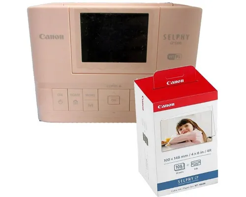 Canon Selphy CP1300 Pink + KP108 Fotodrucker - Der Canon Selphy CP1300 in Pink ermöglicht einfaches Drucken von Fotos direkt von Mobilgeräten über die Canon Print App. Inklusive Fotopapier für 108 Bilder, ideal für kreative Projekte und Erinnerungen.