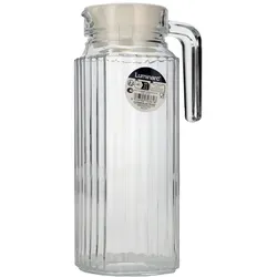 Luminarc Quadro Kühlschrankkrug 1.1L - Praktischer Kühlschrankkrug aus Glas mit weißem Kunststoffdeckel, ideal für die Aufbewahrung von Getränken. Spülmaschinengeeignet und vielseitig einsetzbar, perfekt für Zuhause oder im Büro.