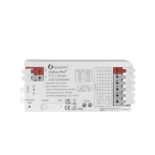GLEDOPTO ZigBee Controller Steuergerät LED Stripe einfarbig, CCT Warmweiß Kaltweiß, RGB RGBW RGBWW RGB+CCT Kompatibel mit Philips Hue*, Amazon Echo, Homey (Pro+ 5in1)