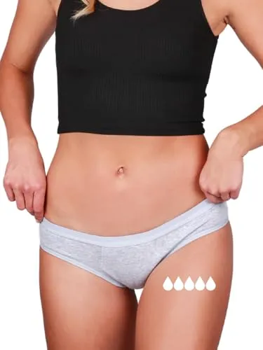 Taynie Classic extra stark Perioden Unterwäsche- auslaufsichere & atmungsaktive Menstruationsunterwäsche - ersetzt 3,5 Tampons, Periodenslip Tragedauer bis 12 Std, waschbar bis 60°C (34, Grau)