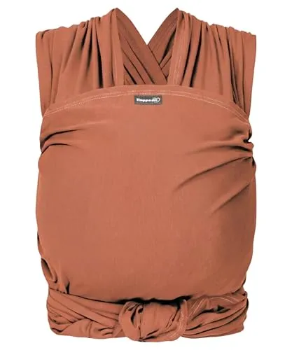 Hoppediz Elastisches Baby-Tragetuch - Kupfer 5,40 m - Babytragen aus 100% Bio-Baumwolle, ideal für Neugeborene und Frühchen; besonders weich und anschmiegsam, empfohlen von Hebammen für sicheres Bonding.