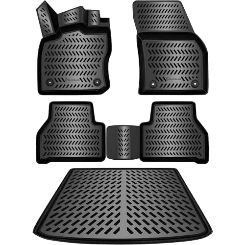 ELMASLINE Gummimatten Set für VW Caddy 5 (V) 2020-2025 - Maßgefertigtes Set für VW Caddy 5 mit extra hohem Rand (5cm) zum Schutz vor Wasser und Schmutz. Hergestellt aus hochwertigem, geruchlosem Gummi für einfache Reinigung und langlebige Nutzung.