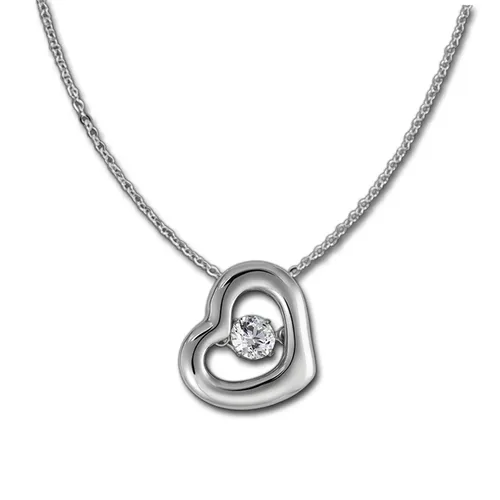 SilberDream Kette und Anhänger Set SilberDream Dancing Stein Herz Kette (2-tlg., Schmucksets), Herzanhänger 925 Sterling Silber, silber, weiß