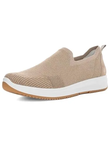 ara Damen Osaka Slipper - Sand/Gold, 41.5 EU Weit - Slipper & Mokassins für Damen mit Wechselfussbett und High Soft Bamboo für maximalen Tragekomfort.