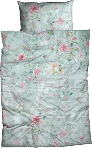 Bettwäsche CASATEX "Nadera" - Verwunschener Rosengarten in Mint und Rose - Bettwäsche aus 100% Baumwolle, mit Reißverschluss für einfachen Bezug. Verzaubern Sie Ihr Schlafzimmer mit einem geheimnisvollen Charakter und genießen Sie erholsame Nächte.