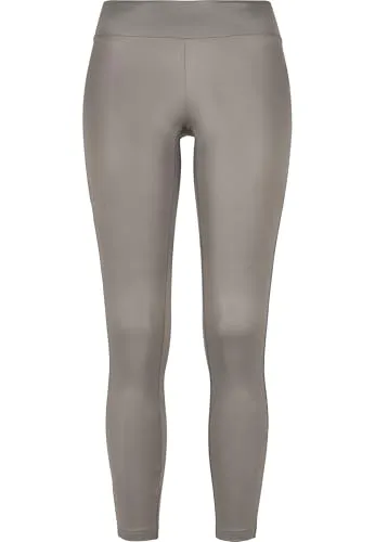 URBAN CLASSICS Damen Leggings aus Kunstleder in Grau (Größe L) - Stylische Damen Leggings aus hochwertigem Kunstleder, ideal für vielseitige Looks. Skinny Fit und normaler Bund bieten perfekten Tragekomfort.