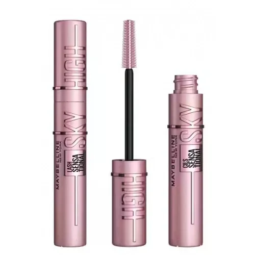 Maybelline Lash Sensational Sky High Mascara - Verlängerung & Volumen in Very Black 7,2 ml - Mascaras für ultimative Wimpernverlängerung und Volumen. Die flexible Bürste ermöglicht präzises Auftragen und die spezielle Formel sorgt für bis zu 16 Stunden Halt.