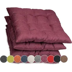 sunnypillow Stuhlkissen 4er Set Ontario, Violett 45x45cm - Kissen für Stühle, stilvolles Design in Violett, inklusive Bändern zur sicheren Befestigung, ideal für Komfort und Dekoration.