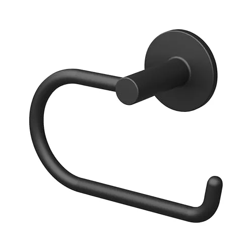 Lenz Papierhalter Nero in Schwarz-matt – Ohne Deckel – Wandmontage – Zum Bohren oder Kleben – Hochwertige Verarbeitung mit Anti-Fingerabdruck Oberfläche – 4503751