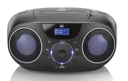 Dual DPCR 20S DAB+ FM-Radio-Tuner mit CD-Player - Tragbare Stereoanlage mit Bluetooth und USB-Wiedergabe, ideal für Musikliebhaber, die vielseitige Abspielmöglichkeiten schätzen.