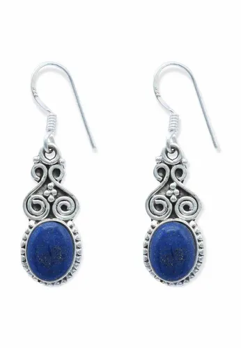 mantraroma Paar Ohrhänger ESPERO aus 925 Silber mit Lapis Lazuli (Paar, Paar Ohrringe mit Schmuckbeutel), 925 Sterling Silber Ohrringe für Damen