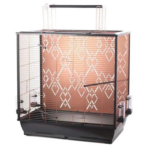 Duvo+ Vogelkäfig Copper Alex schwarz/kupfer - Eleganter Vogelkäfig in schwarz/kupfer, ideal für stilvolle Vogelhaltung und bietet ausreichend Platz für Ihre gefiederten Freunde.