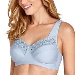 MISS MARY Entlastungs-BH für Damen, Gr. 90, Cup C, blau - Funktionsunterwäsche mit Spitzenstickerei und breiten, gepolsterten Trägern für höchsten Tragekomfort. Ideal für den Alltag und ohne Bügel für uneingeschränkte Bewegungsfreiheit.